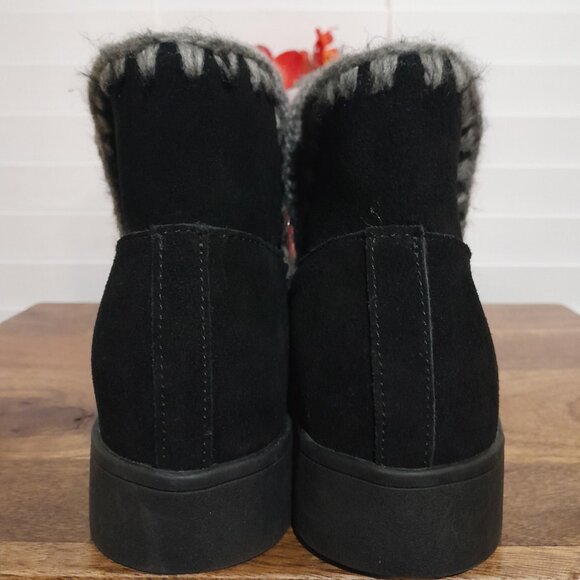 Waterproof Blondo Anabel Women's Cow Suede & Faux Fur Black Sparkly Ankle Boots - Picture 3 of 9